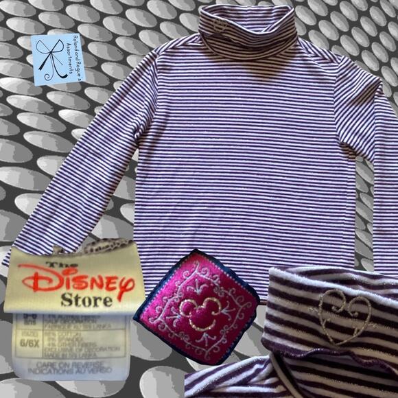 The Disney Store Striped Turtleneck Metallic Kids Sz 5-6 - Picture 1 of 9